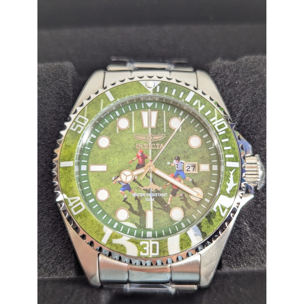 Invicta Pro Diver 51061 Visions from Above Green Soccer Dial 43mm Steel Watch